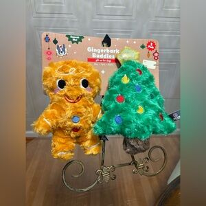 Bow Wow Holidays Set Of 2  Pet - Gingerbreadand Christmas 🎄9”  Squeaky Dog Toy .